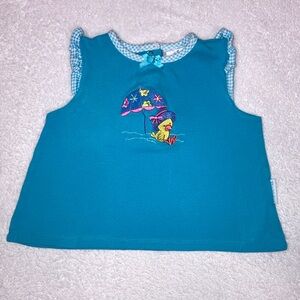 Healthtex umbrella duck embroidered turquoise tank top 18m